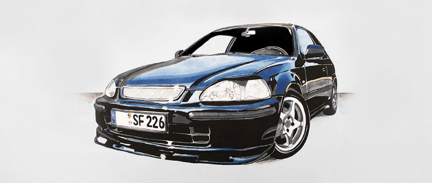 Autozeichnung eines Hondas